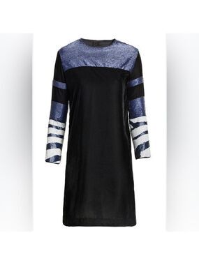H&M Studio navy beaded sequin velour velvet dress Size 6 embellished Party Gala